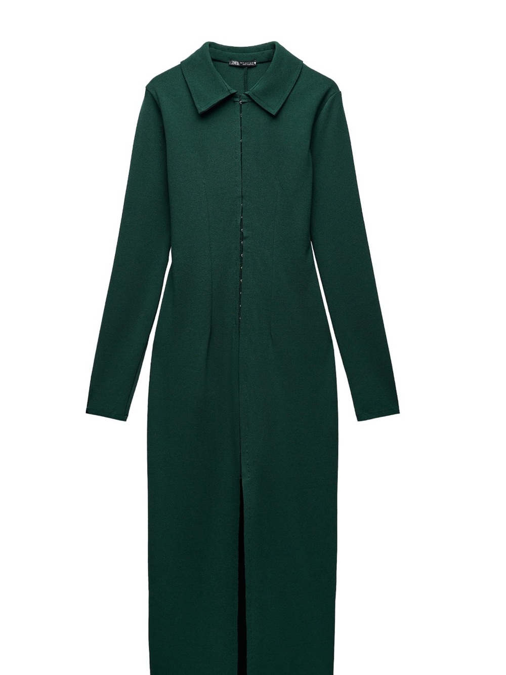 Zara Forest Green Long Sleeve Maxi Shirt Dress